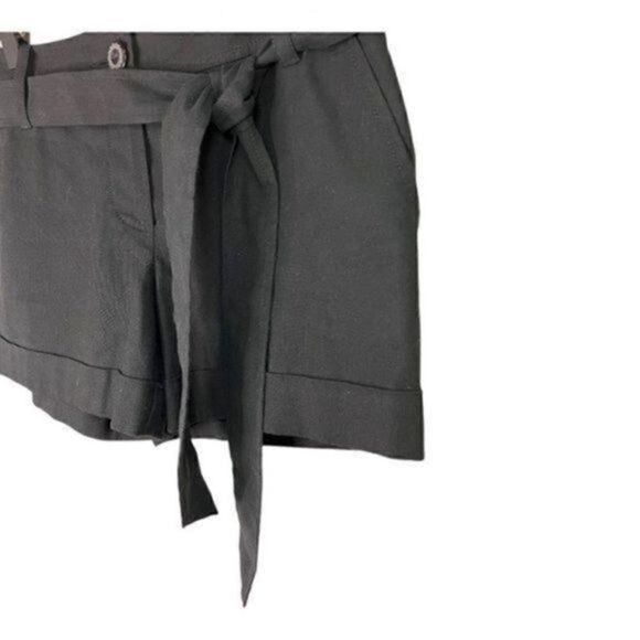 Trina Turk Linen Cotton Blend Cuffed Linen Shorts w/Belt  2 Black - Picture 11 of 15